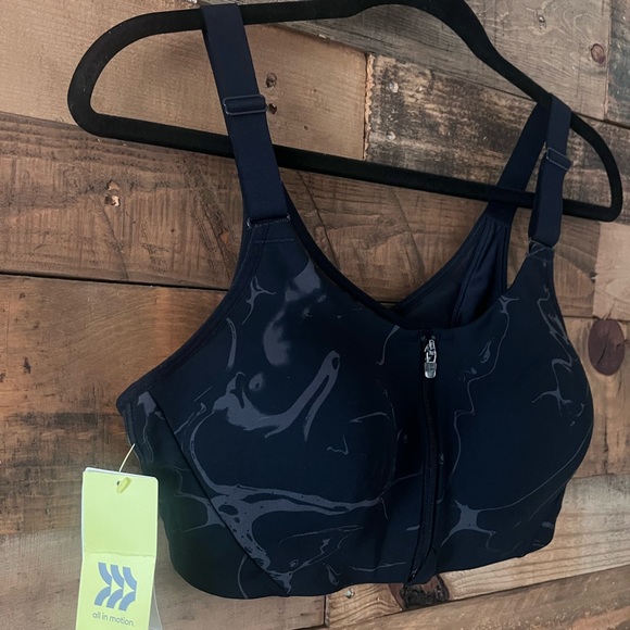 Women's High Support Zip-Front Sports
Bra - All in Motion Jet Black Marble 38B - Picture 8 of 10